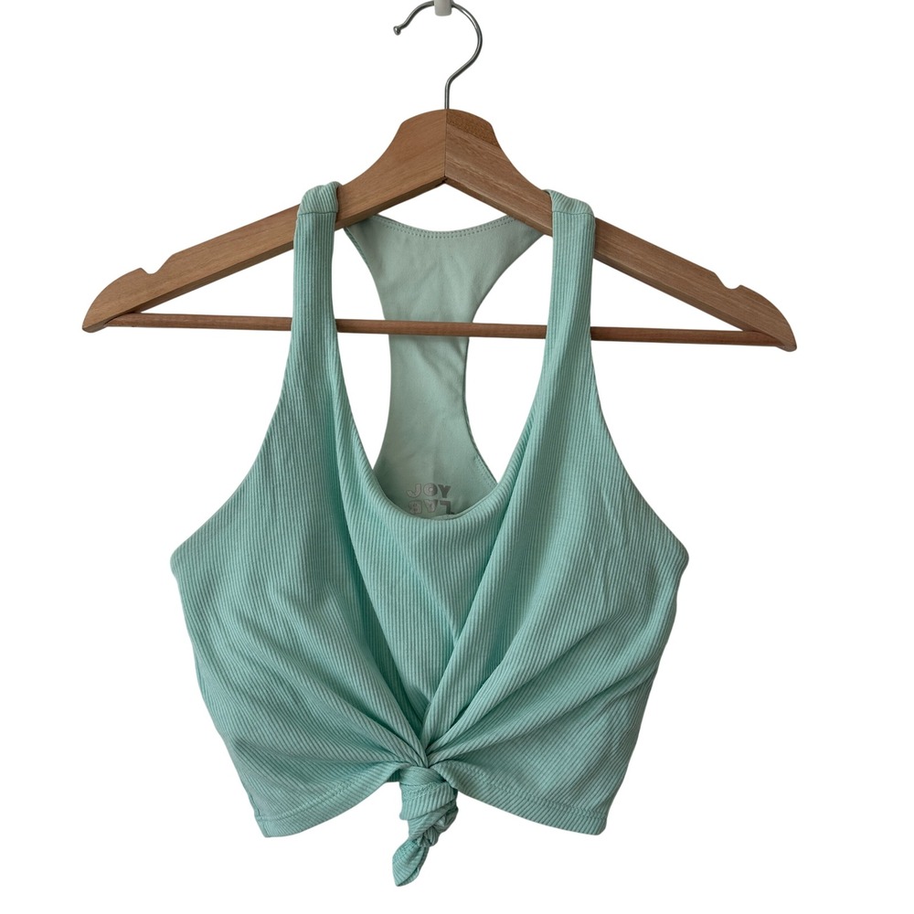 JoyLab Womens XS Mint Green Ribbed Front Tie Racerback Sports Bra Top 309052034